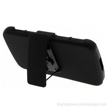 PC+Silicone Hybrid Phone Case with Swivel Belt-Clip and Kickstand for Samsung i537